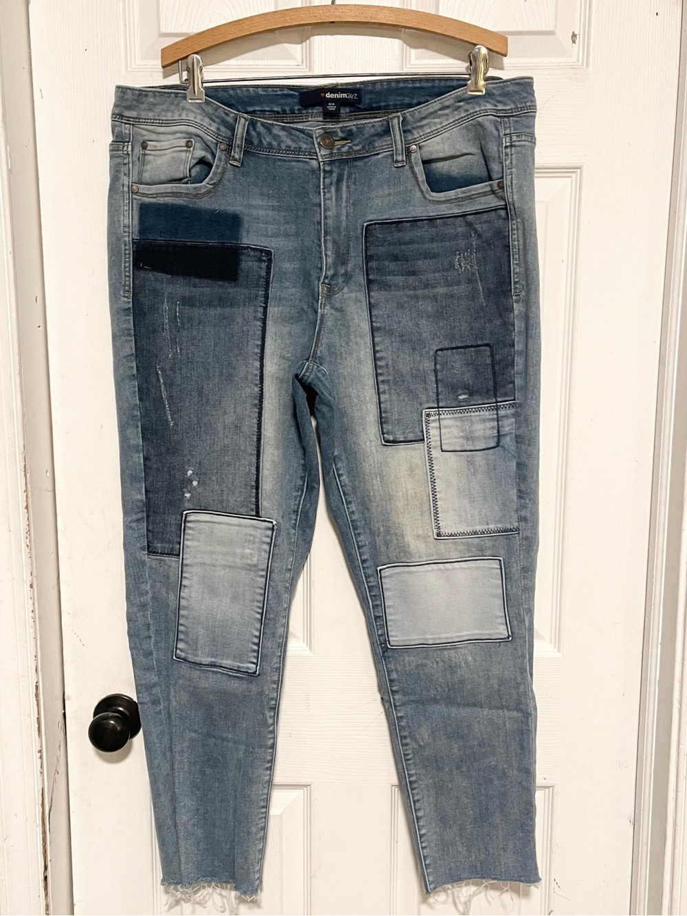 Denim 24/7 woman’s Light Blue Patchwork Slim Jeans size 18 w